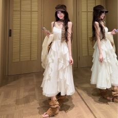 批发大码超仙荷叶边度假风<b class='q'>长</b><b class='q'>裙子</b>夏季新款胖MM雪纺防晒衣海边沙滩<b class='q'>长</b><b class='q'>裙</b>