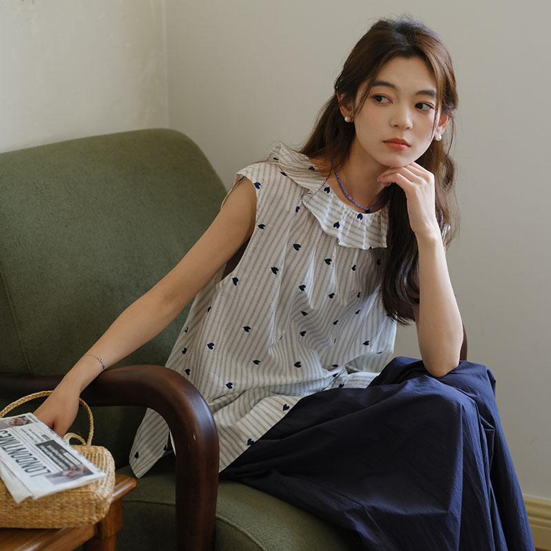 둘째 머리카락 실사 여름 새로운 문예 하트 레이스 작은 셔츠 맨위 여성