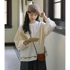 批发实拍2025秋冬新款 文艺森系木耳边立领刺绣花边<b class='q'>衬衫</b>上衣女