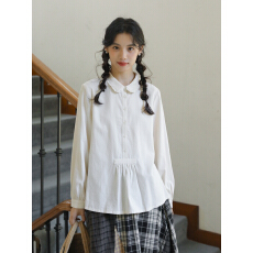 批发实拍2025秋季新款 文艺森系气质娃娃领<b class='q'>衬衫</b>上衣女