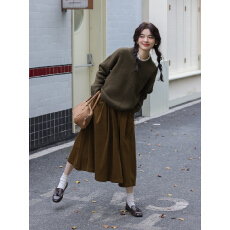 批发主推2025实拍 秋冬森系文艺日系圆领加厚保暖开衫毛衣上衣女