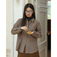 批发实拍2025新款 冬季格子衬衫女通勤翻领休闲上衣宽松百搭长袖衬衣