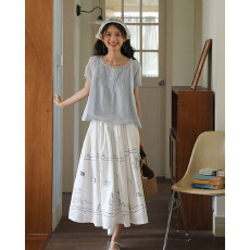 批发秒发实拍夏季新款 夏季新款 文艺印花涂鸦设计感半身<b class='q'>伞</b><b class='q'>裙</b>女