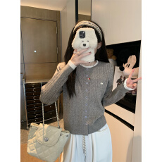 批发实拍实价法式学院风针织<b class='q'>开衫</b>女秋冬小个子<b class='q'>外</b><b class='q'>搭</b>韩版刺绣上衣