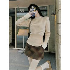 批发实拍实价圆领毛衣<b class='q'>女</b>掐腰显瘦修身针织<b class='q'>打底衫</b>