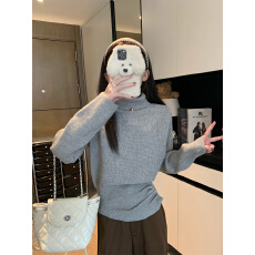 批发实拍实价秋冬蝙蝠袖高领毛衣女秋冬内搭短款洋气针织衫上衣