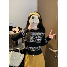 批发实拍实价费尔岛雪夜修身<b class='q'>毛衣</b>开衫保暖<b class='q'>短款</b>复古小众百搭上衣