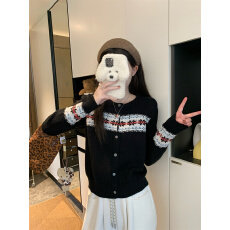 批发实拍实价美式复古费尔岛毛衣女秋冬<b class='q'>针织</b><b class='q'>开衫</b>外套修身加厚上衣