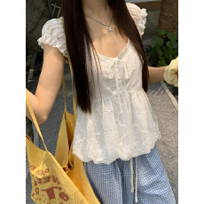 批发实拍实价小飞袖棉麻吊带背心女夏娃娃衫外穿明媚蓬蓬花苞上衣