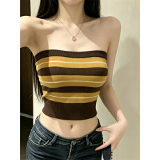 批发实拍实价<b class='q'>条纹</b>针织抹胸背心短款裹胸打底衫内搭外穿上衣