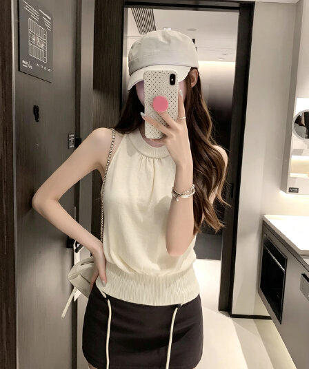 실사 정가 핫걸 섹시함 행침 목 민소매 캐미솔 여름 몸매 가꾸기 인사이드 가져 가라. 만나는 작은 맨위