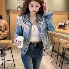 批发2025春秋新款韩系上衣牛仔外套女减龄漂亮洋气荷叶边高级感炸街潮