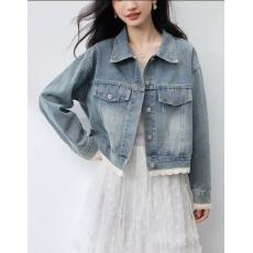 批发春秋蓝色牛仔外套女韩版宽松2025初春季新款休闲百搭简约夹克上衣