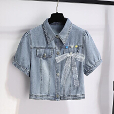 批发法式<b class='q'>女</b>夏季2026新款今年流行爆款<b class='q'>牛仔</b>短袖外套
