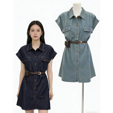 批发复古洋气牛仔<b class='q'>连衣裙</b>女2026年夏季新款宽松显瘦小个子短袖a字裙子