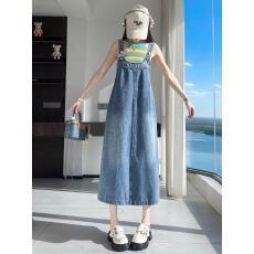 批发开叉牛仔背带裙女春秋季2026新款休闲百搭宽松显瘦减龄吊带连衣裙