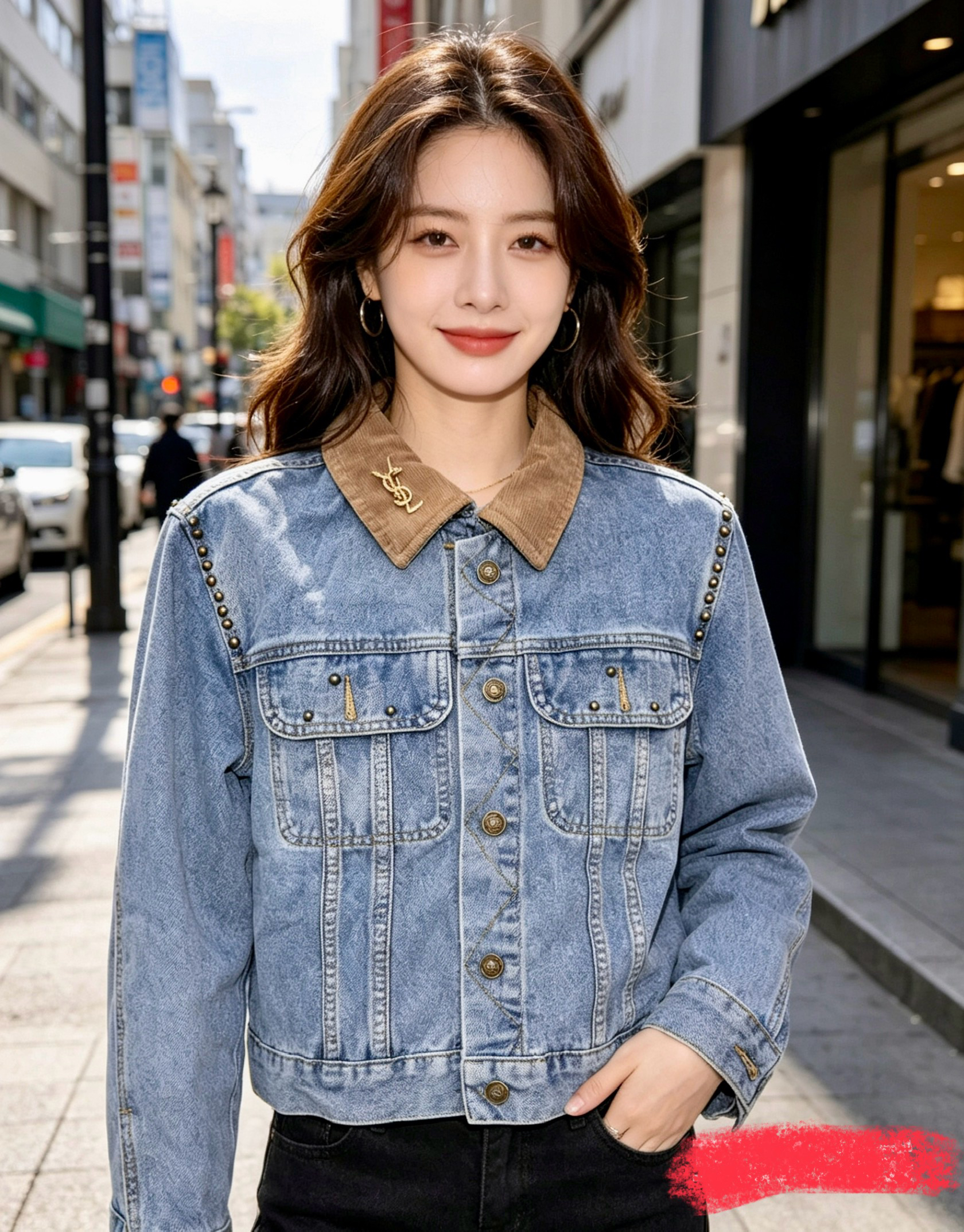 2026 년 무거운 작업 데님 비즈 박기 재킷