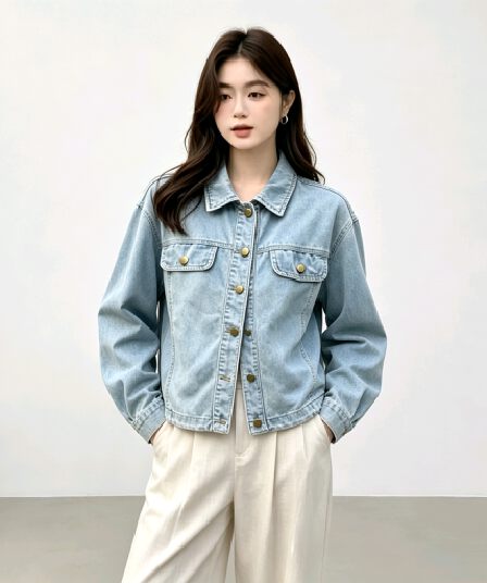 여름 가을 전환 그냥 필요 부드러운 데님 긴팔 오픈 가디건 캐주얼 착용 가져 가라.