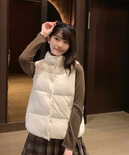 한 부서 Chic 패치워크 체크무늬 스탠드 칼라 베스트 면 의류 여성 작은 키 겨울 두꺼운 보온 방풍 면 옷 재킷
