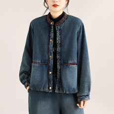批发实拍  秋冬新款棉服宽松圆领休闲<b class='q'>牛仔</b><b class='q'>外套</b>夹棉加厚