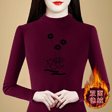 批发实拍#2025秋冬新款双面德绒加厚半高领长袖t恤内搭<b class='q'>妈妈装</b>上衣女