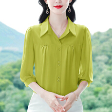 批发实拍 2026夏季新款洋气七分袖上衣气质减龄衬衫女士<b class='q'>大码</b>小衫