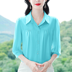 批发实拍 2026夏季新款洋气七分袖上衣气质减龄衬衫女士<b class='q'>大码</b>小衫