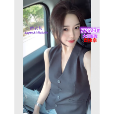 批发巨好看黑色无袖西装马甲背心女<b class='q'>夏</b>薄款独特漂亮轻熟小众不撞款上衣