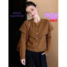 批发法式复古小香风咖色斗篷针织开衫女2026早春新款巨好看<b class='q'>轻熟</b>上衣