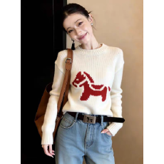 批发温柔风甜美减龄洋气独特别致上衣高级感蓝色v领飘带针织毛衣女<b class='q'>冬</b>