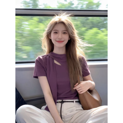 고유 한 아름다운 반팔 티셔츠 여성 초여름 2026 새로운 작은 대중 디자인 센스 한 부서 착용 가져 가라. 그레이트 봐 의류