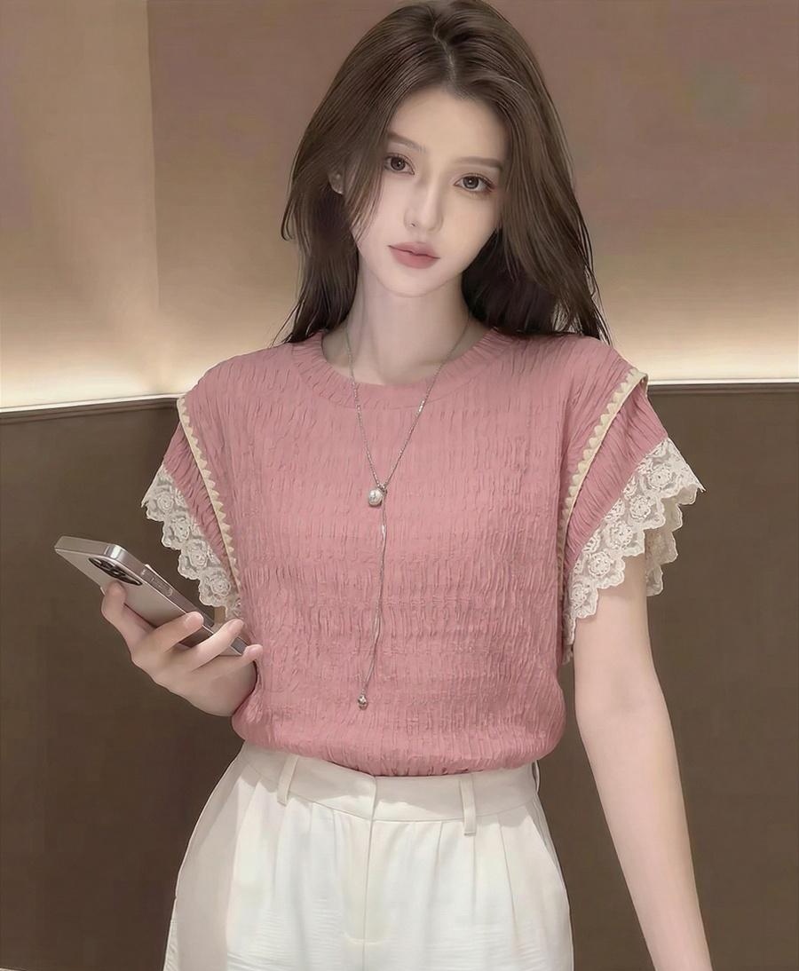 바다 산성 소금 달콤함 작은 셔츠 캐주얼 다용도 반팔 여성 셔츠 여름 맨위