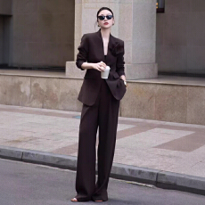 批发2026年春季新款时尚套装高级感立体花朵西装阔腿裤通勤春装两件套