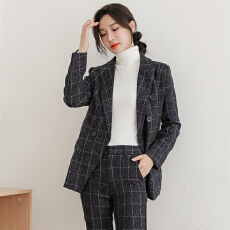 批发实拍 2026年春季新款女装时尚套装格子英伦风西装九分裤春装套装