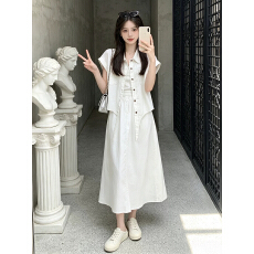 批发白色无袖衬衫半身裙套装女夏季 2026 夏季新款韩系休闲通勤两件套