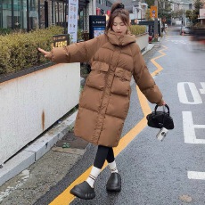 批发韩系大口袋连帽 真白鸭绒羽绒服女 2026冬宽松美拉德长款加厚外套