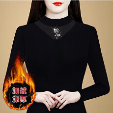 批发黑色长袖t恤百搭2026漂亮外穿半高领网纱<b class='q'>打底衫</b>保暖秋冬<b class='q'>加绒</b>加厚