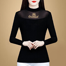 批发蕾丝上衣弹力<b class='q'>打底衫</b>女内搭西装黑色<b class='q'>加绒</b>网纱<b class='q'>打底衫</b>女2026秋冬新款
