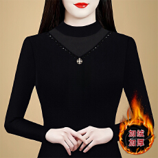 批发2026秋冬新款女装设计感重工T恤钉珠网纱上衣修身<b class='q'>加绒</b><b class='q'>打底衫</b>