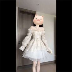 批发2025年法式甜美初恋泡泡袖连衣裙女<b class='q'>春</b>秋新款温柔风在逃公主蓬蓬裙