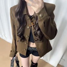 批发原版质量+内里设计感立领气质外套女秋季显瘦夹克长袖短上衣