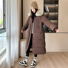 批发实拍冬季新款2025百搭显瘦棉中长款保暖<b class='q'>大码</b>女装加厚连帽棉服