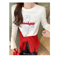 批发官图实价羊毛绒韩系内搭长袖<b class='q'>t</b><b class='q'>恤</b>女秋冬新款打底衫单穿印花上衣