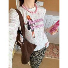 批发官图 高质量华夫格250克+后包条 娃娃女圆领正肩长袖T恤上衣