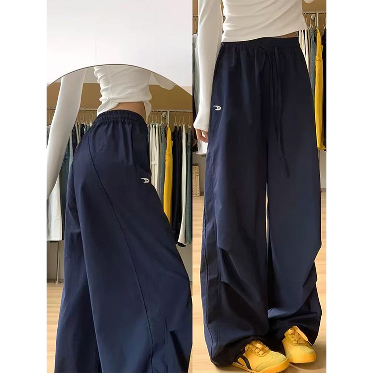 RY71# 高质量冰柔丝 藏青工装裤女春夏季新款宽松直筒休闲速干阔腿裤