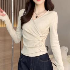 批发260克人棉2*2时尚爱心活扣子纯色百搭修身显瘦<b class='q'>长袖</b>上衣