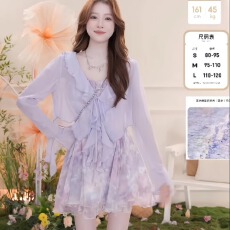 批发纯欲风荷叶边雪纺防晒衣女夏配裙子外搭小披肩薄开衫外套短款罩衫