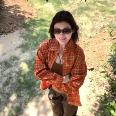 批发官图实价韩系chic别致复古格纹翻领衬衫宽松慵懒风绝美单穿上衣