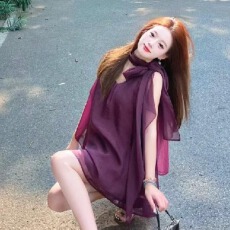 批发夏季<b class='q'>设计</b>感紫色雪纺衬衫夏季甜辣上衣2026新款宽松挂脖轻熟风女装