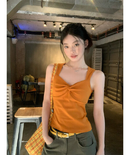한 부서 핫걸 바람 긍정적 인 빨간색 비틀림 캐미솔 여름 몸매 가꾸기 슬림해 보이는 외출용 인사이드 가져 가라. 민소매 순수한 욕망 맨위